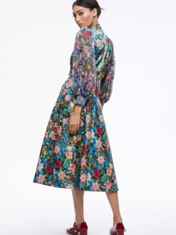 Earla Vegan Leather Flare Skirt + Ilan Smocked Sleeve Button Front Blouse