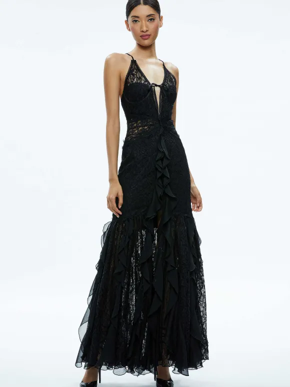 Edera Ruffle Lace Maxi Gown