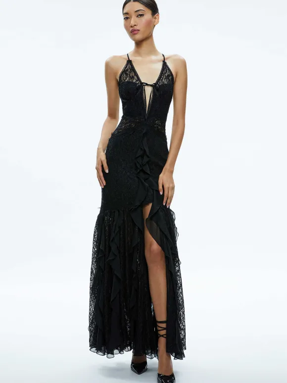 Edera Ruffle Lace Maxi Gown