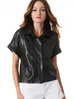 Edyth Vegan Leather Button Down