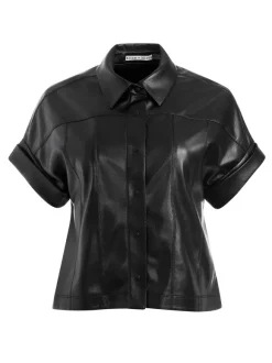 Edyth Vegan Leather Button Down
