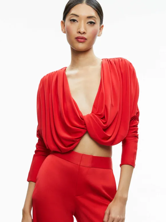 Elda Twisted Draped Cropped Top