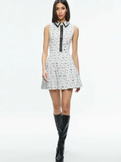 Ellis Tweed Box Pleat Dress