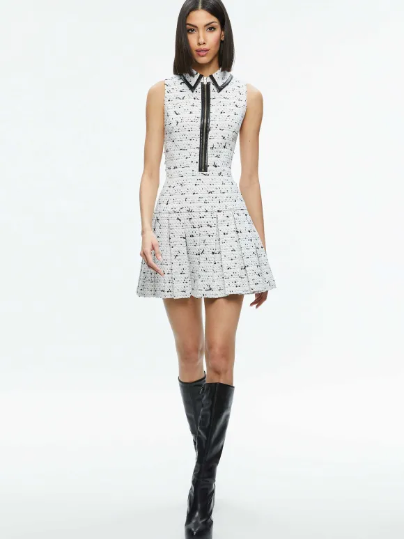 Ellis Tweed Box Pleat Dress