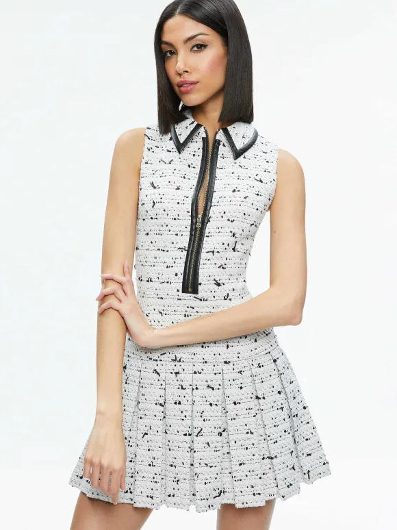Ellis Tweed Box Pleat Dress