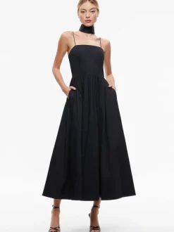 Glynis Spaghetti Strap Scarf Midi Dress