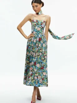 Glynis Spaghetti Strap Scarf Midi Dress