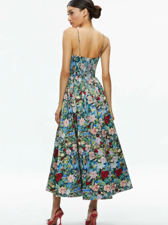Glynis Spaghetti Strap Scarf Midi Dress