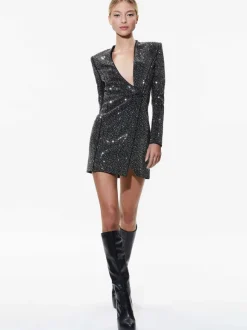 Guenda Embellished Curved Neckline Blazer Dress