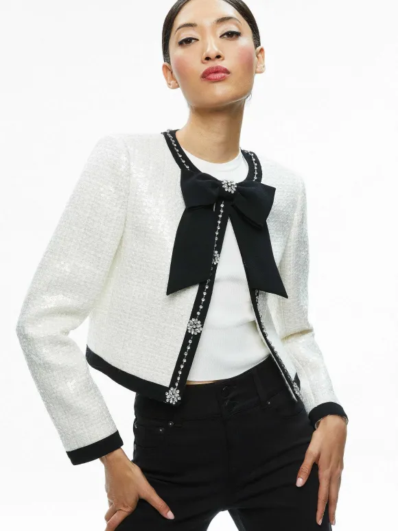 Gwyneth Embellished Cropped Bow Jacket