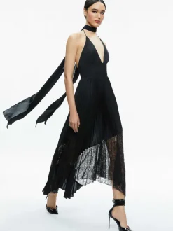 Hannah Deep V-Neck Scarf Maxi Dress
