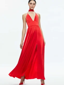 Hannah Deep V-Neck Scarf Maxi Dress