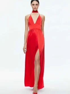 Hannah Deep V-Neck Scarf Maxi Dress
