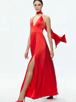 Hannah Deep V-Neck Scarf Maxi Dress