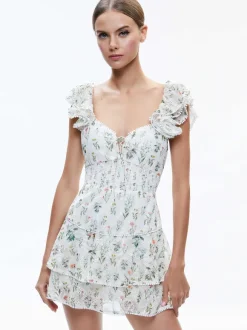 Hartford Smocked Bustier Tiered Mini Dress