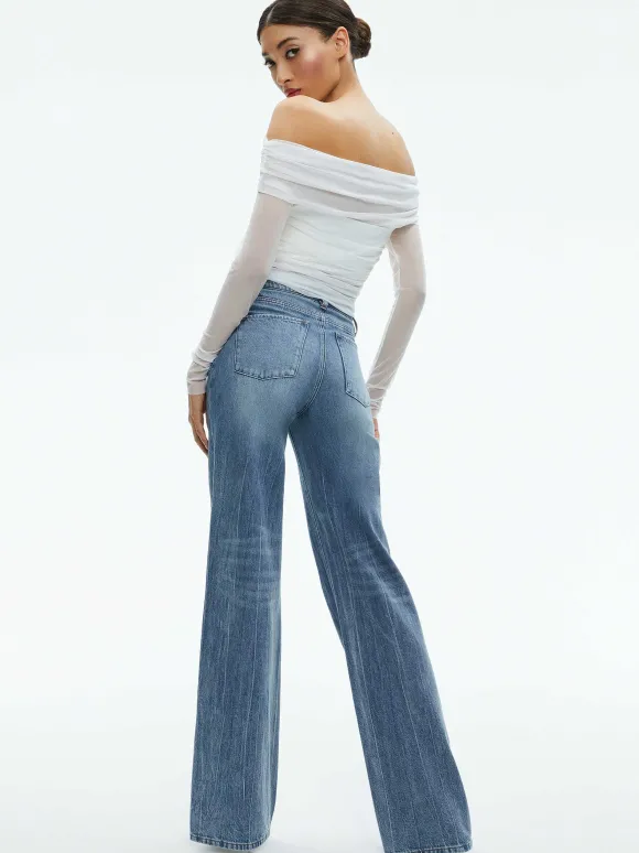 Isadola Over The Shoulder Ruched Long Sleeve Top