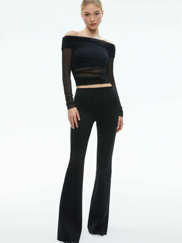 Isadola Over The Shoulder Ruched Long Sleeve Top