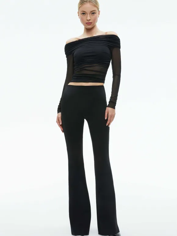 Isadola Over The Shoulder Ruched Long Sleeve Top