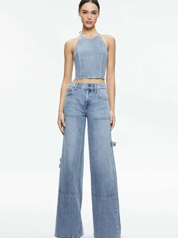 Jaymee Tie Neck Cropped Halter Top