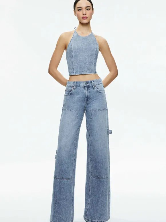 Jaymee Tie Neck Cropped Halter Top