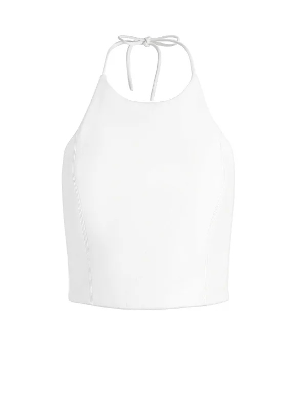 Jaymee Vegan Leather Cropped Halter Top