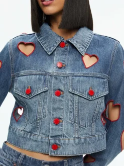 Jeff Heart Embroidered Cropped Denim Jacket