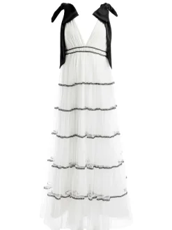 Jessalyn Bow Strap Tiered Maxi Gown