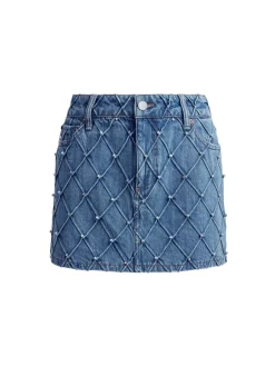 Joss High Rise Quilted Embellished Mini Skirt