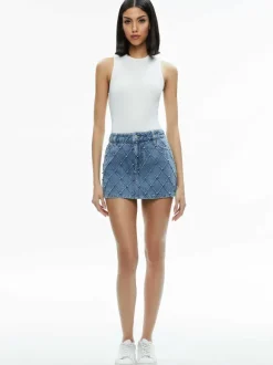 Joss High Rise Quilted Embellished Mini Skirt