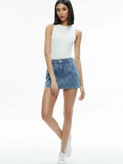 Joss High Rise Quilted Embellished Mini Skirt