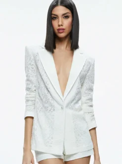 Judith Sheer Lace Shawl Collar Blazer