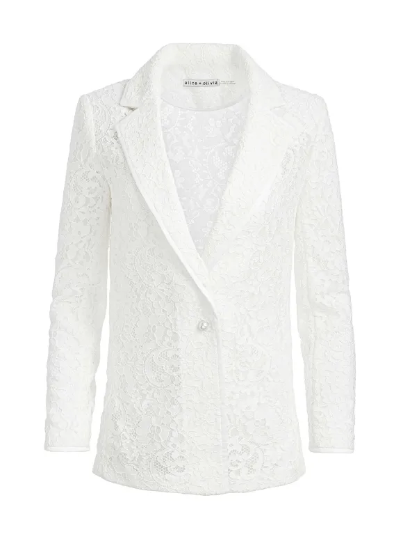 Judith Sheer Lace Shawl Collar Blazer