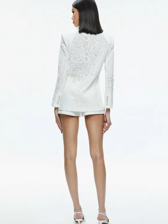 Judith Sheer Lace Shawl Collar Blazer