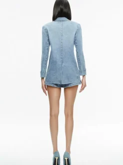 Justine Rolled Cuff Blazer + Noah Denim Pleated Skort