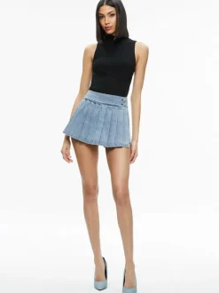 Justine Rolled Cuff Blazer + Noah Denim Pleated Skort