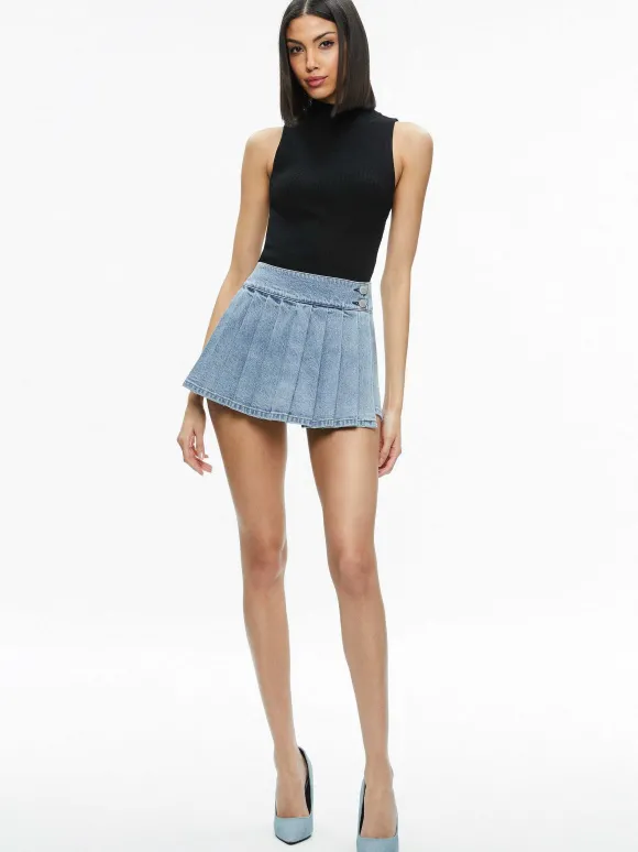 Justine Rolled Cuff Blazer + Noah Denim Pleated Skort