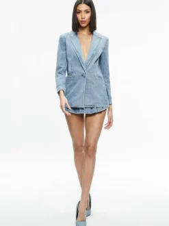 Justine Rolled Cuff Blazer + Noah Denim Pleated Skort