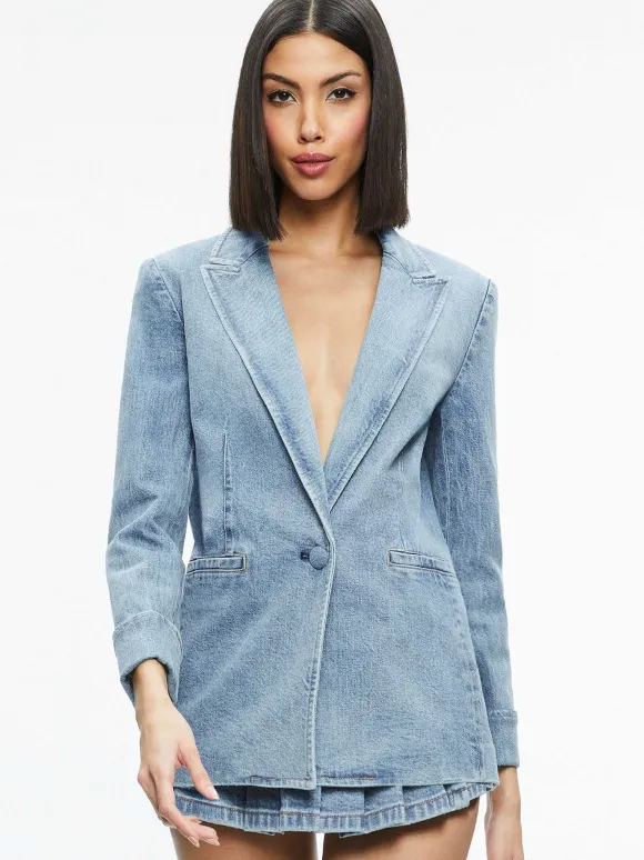 Justine Rolled Cuff Blazer + Noah Denim Pleated Skort