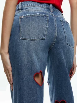 Karrie Embroidered Heart Cutout Jean