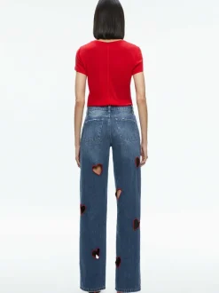 Karrie Embroidered Heart Cutout Jean