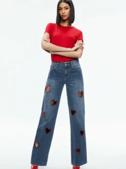 Karrie Embroidered Heart Cutout Jean