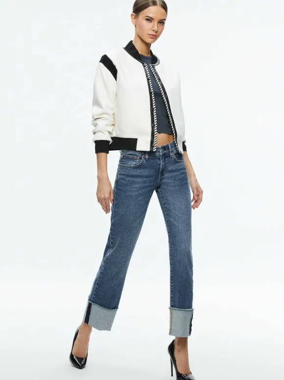 Keri Combination Vegan Leather Varsity Jacket