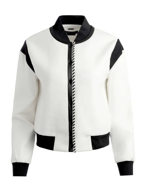 Keri Combination Vegan Leather Varsity Jacket