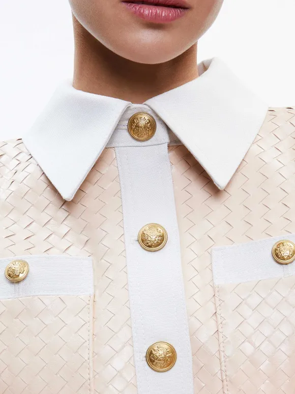 Kinley Woven Vegan Leather Jacket