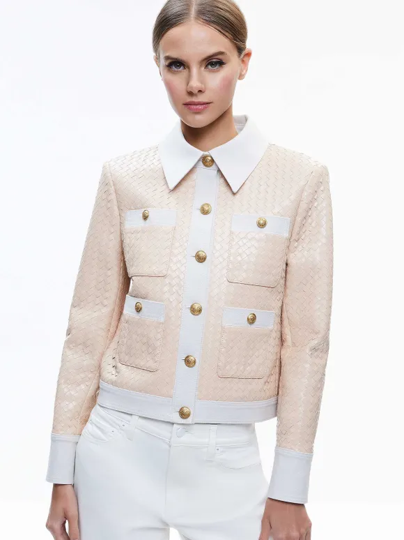 Kinley Woven Vegan Leather Jacket