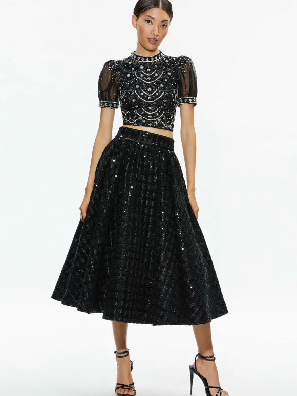 Kristina Embellished Puff Sleeve Crop Top