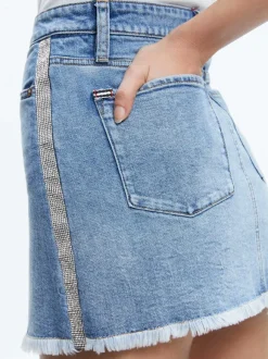 Laika Crystal Embellished Denim Mini Skirt