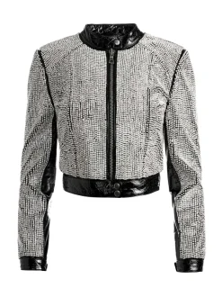 Lari Crystal Embellished Leather Jacket