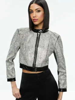 Lari Crystal Embellished Leather Jacket
