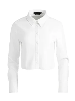 Leon Cropped Vegan Leather Button Down